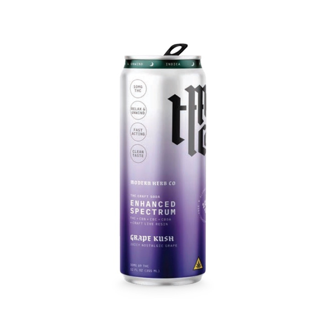 Modern Herb Co | THC Craft Soda | Live Resin | 12oz / Indica / Grape Kush / 10mg
